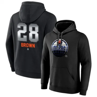 Black Men's Connor Brown Edmonton Oilers Branded Midnight Mascot Logo Pullover Hoodie