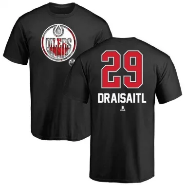 Black Men's Leon Draisaitl Edmonton Oilers Name and Number Banner Wave T-Shirt -