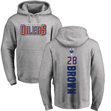 Brown Men's Connor Brown Edmonton Oilers Branded Ash Backer Pullover Hoodie